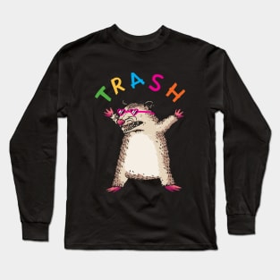 Trash Opossum wearing heart sunglasses Long Sleeve T-Shirt